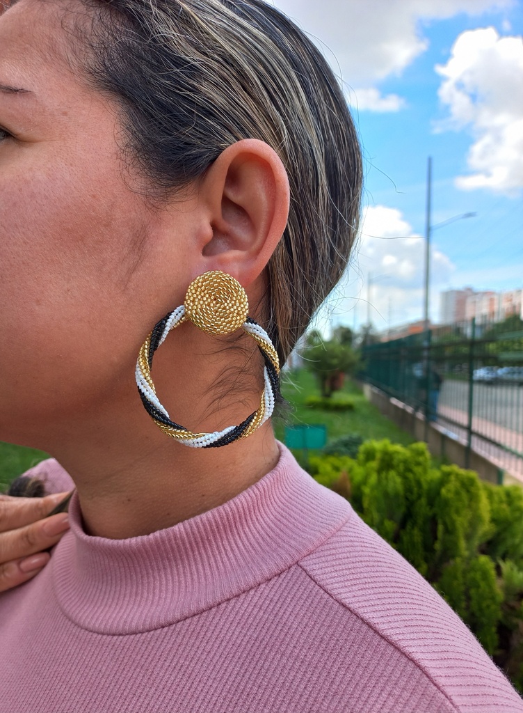 Aretes aro tricolor 5cm
