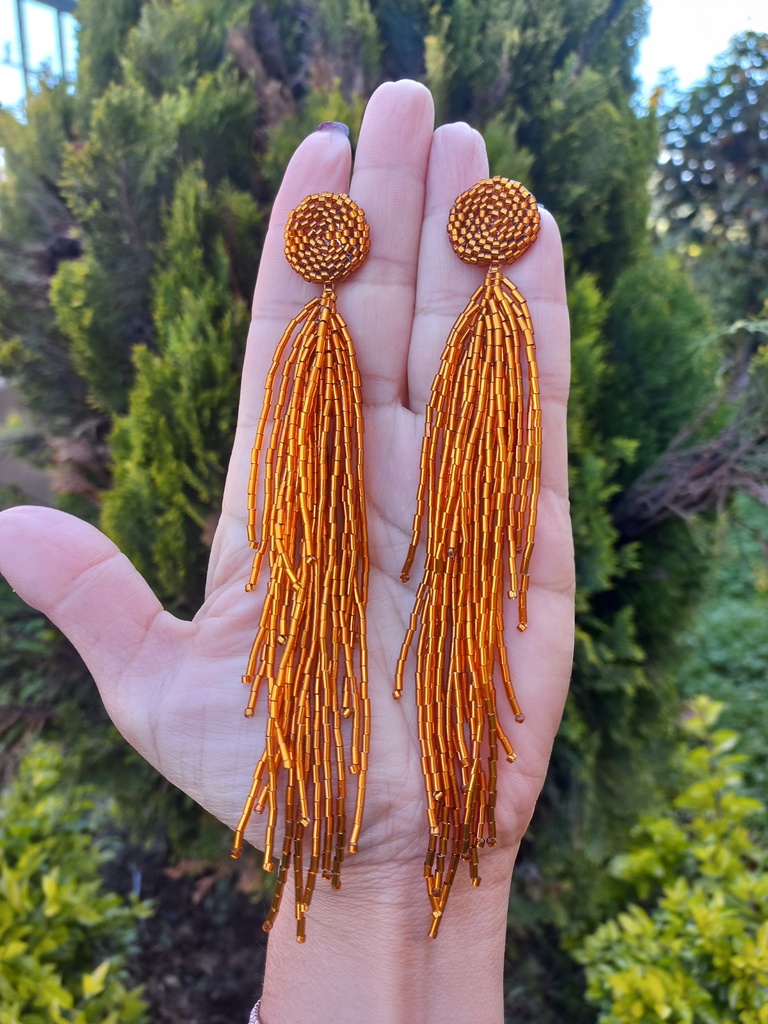 Aretes flecos ambar