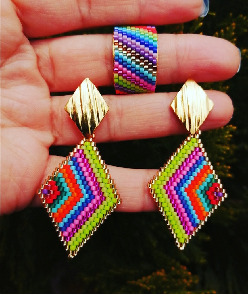 Aretes líneas multicolor