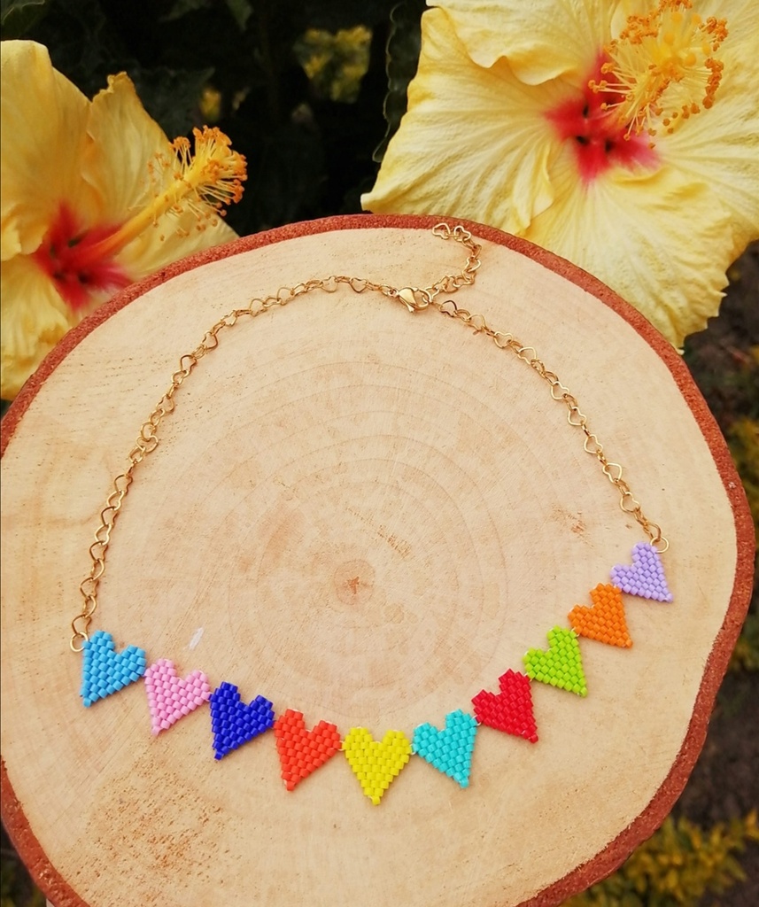Chocker corazón multicolor