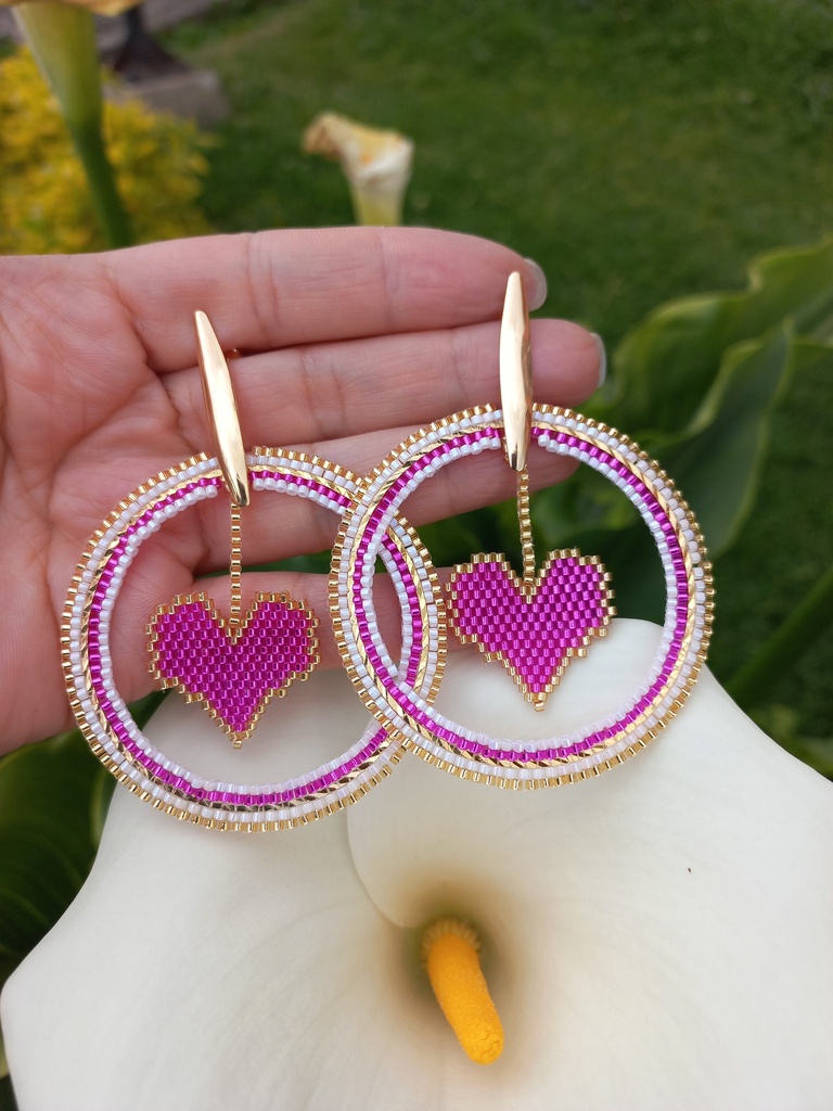 Aretes corazon aro 5cm