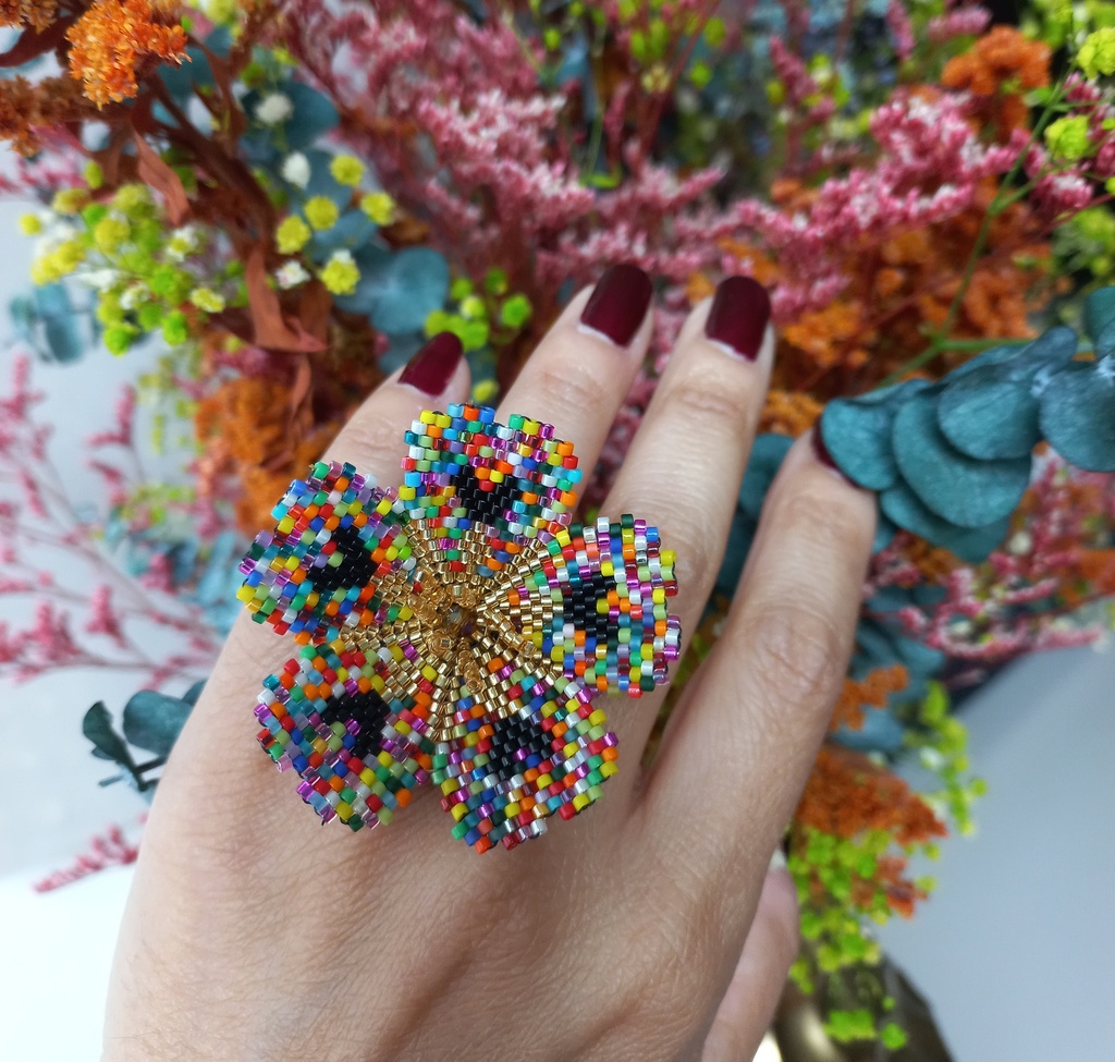 Anillo flor multicolor