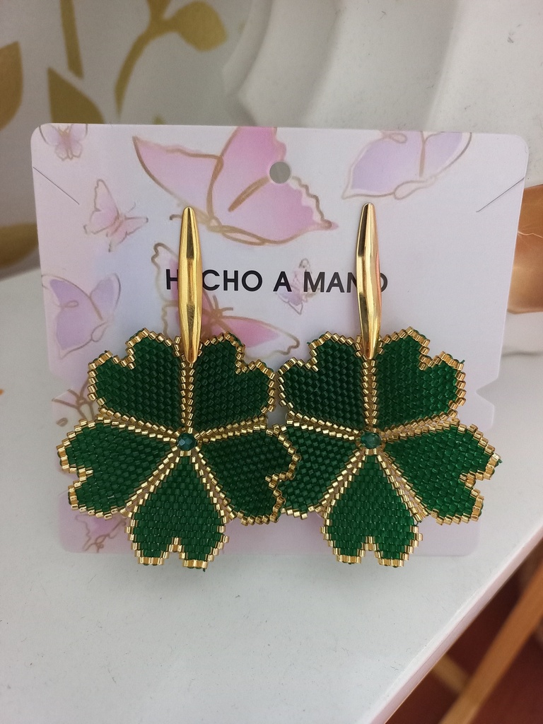 Aretes Flor Verdes