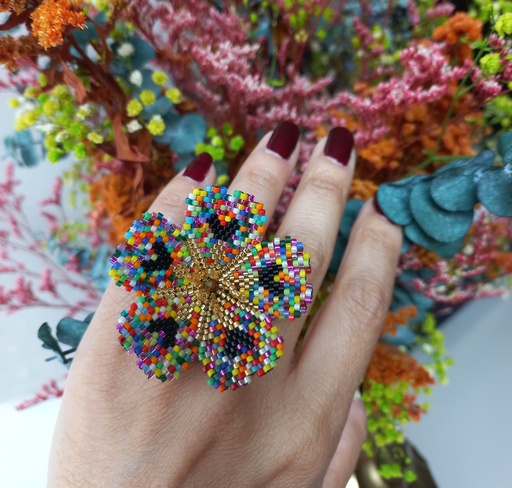 Anillo flor multicolor